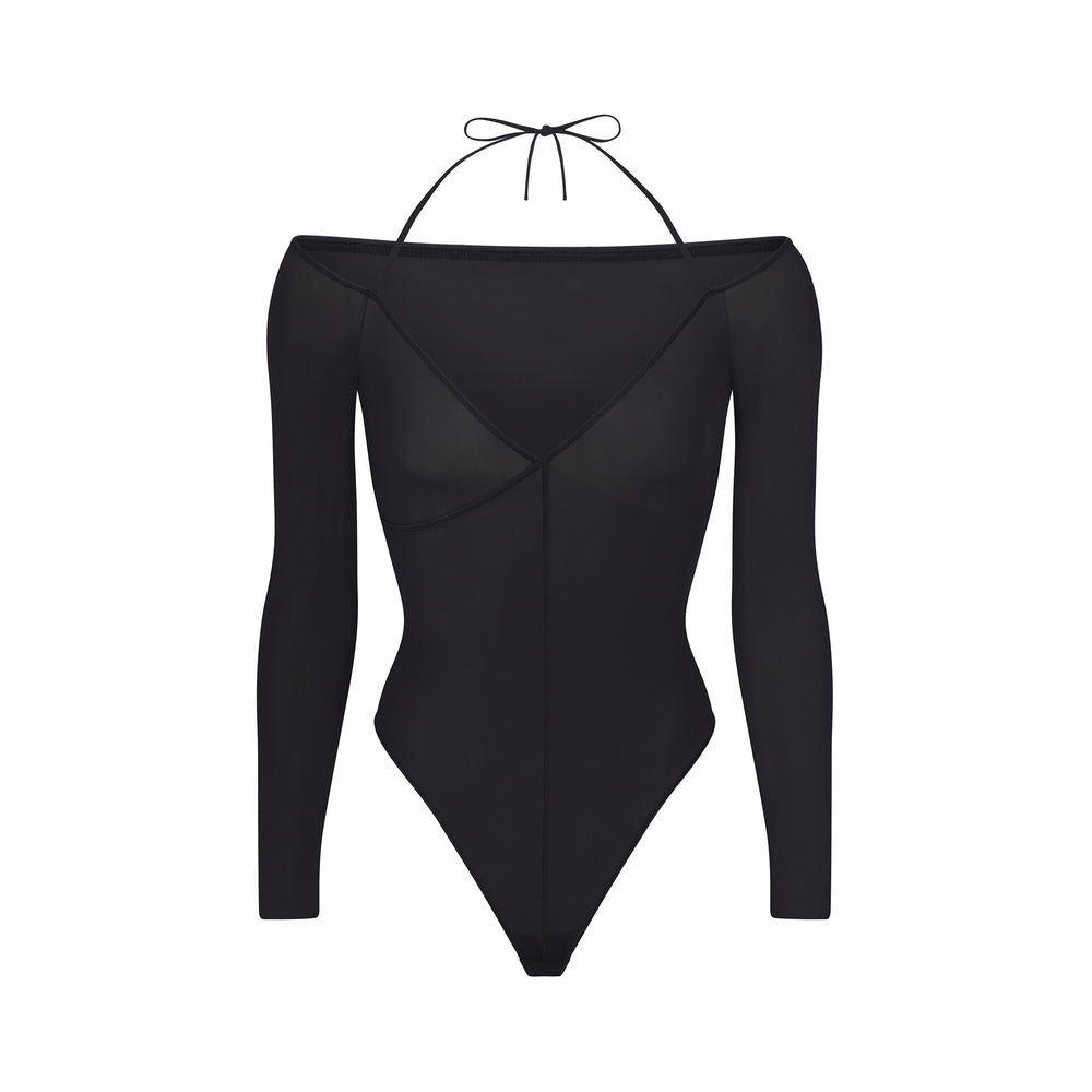 Off The Shoulder Bodysuit Skims JELLY SHEER Noir | 724ZCFYNO