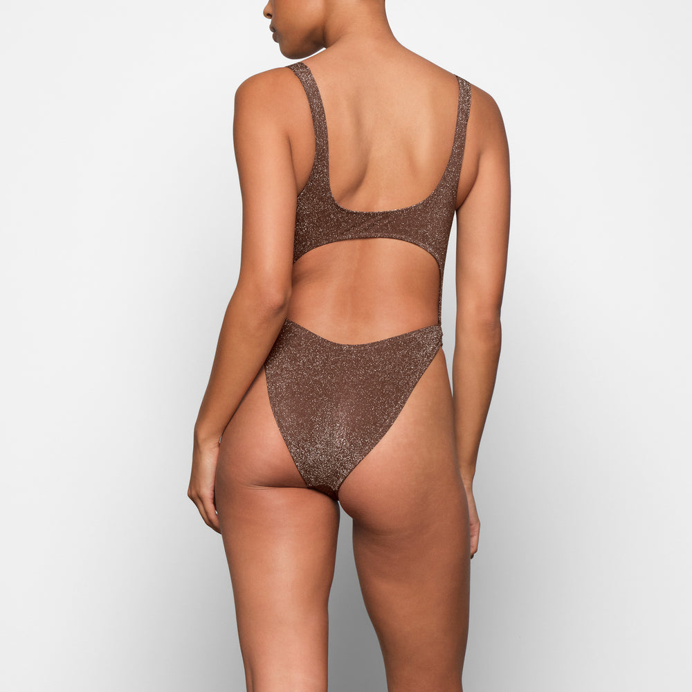 One Piece Skims GLITTER SWIM MONOKINI Marron | 587JZDNFE