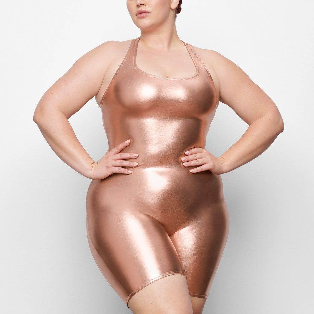 One Piece Skims METALLIC SWIM CYCLE SUIT Rose Doré | 417AELMUR