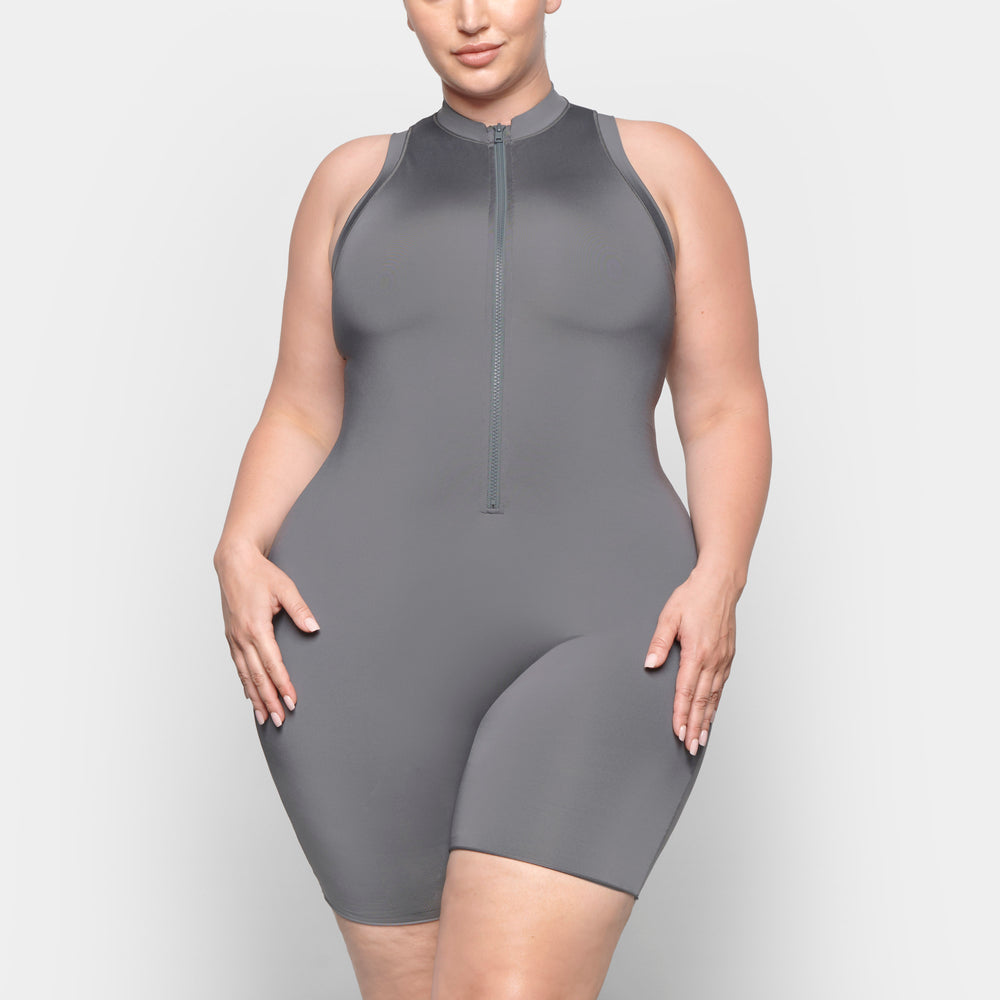 One Piece Skims SWIM MOCK NECK CYCLE SUIT Grise Foncé | 673CNUGXA