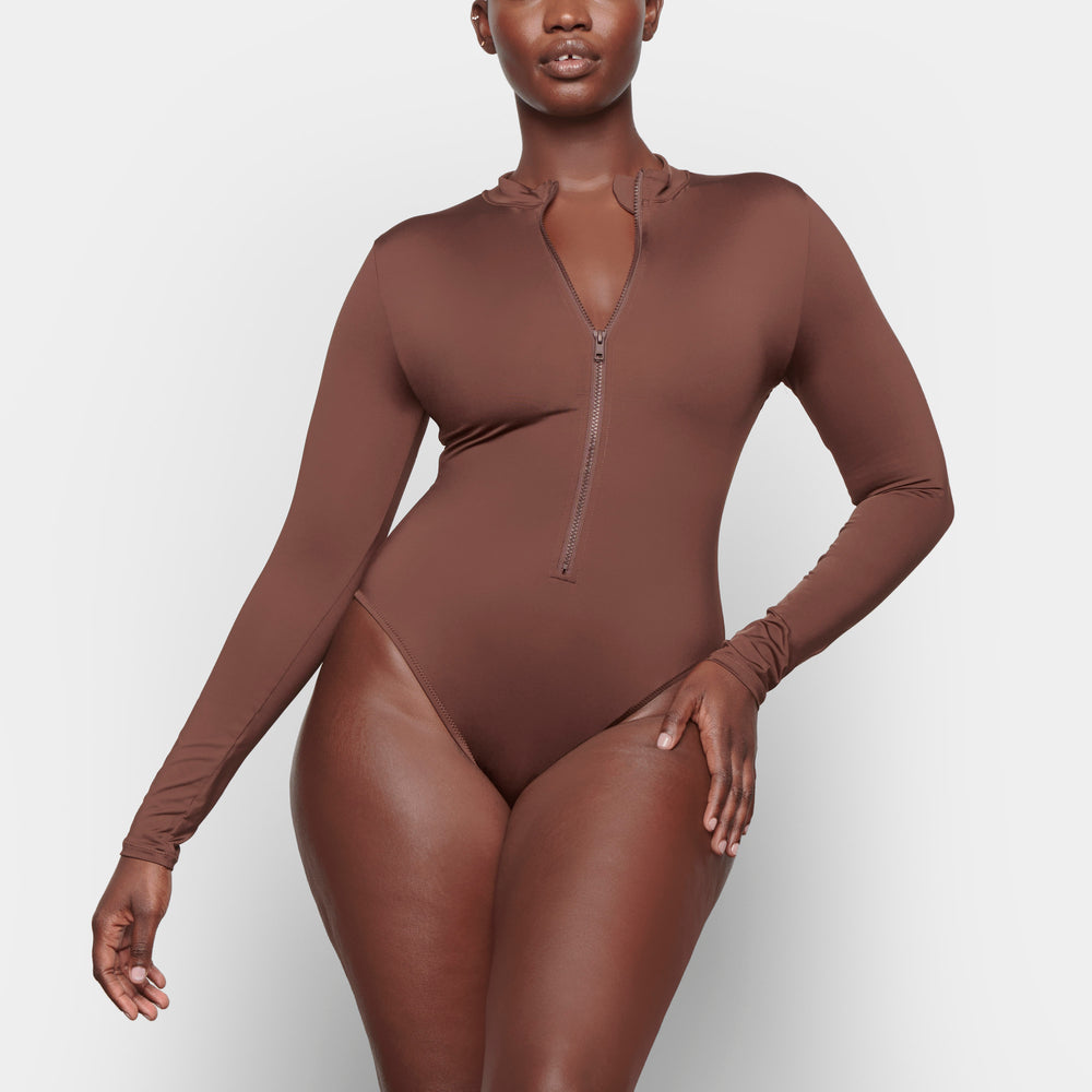 One Piece Skims SWIM ZIP FRONT LONG SLEEVE Chocolat | 391SZYNMF