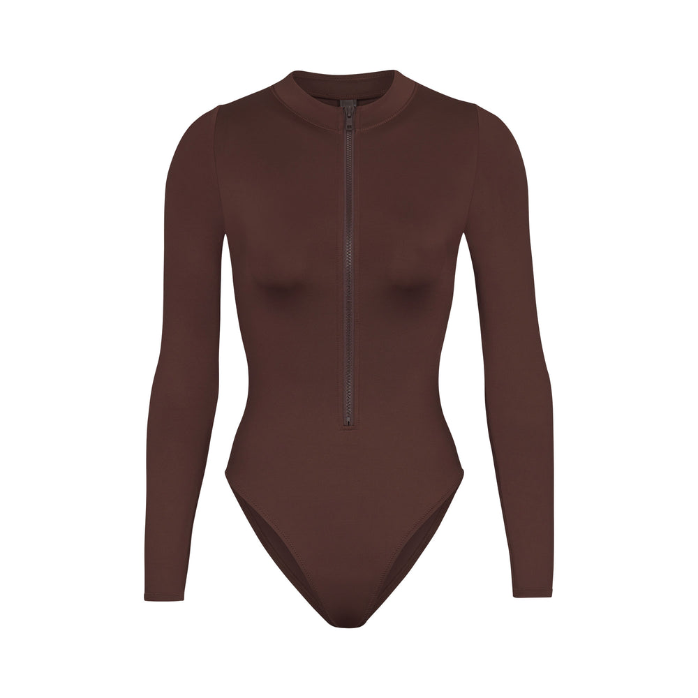 One Piece Skims SWIM ZIP FRONT LONG SLEEVE Chocolat | 391SZYNMF