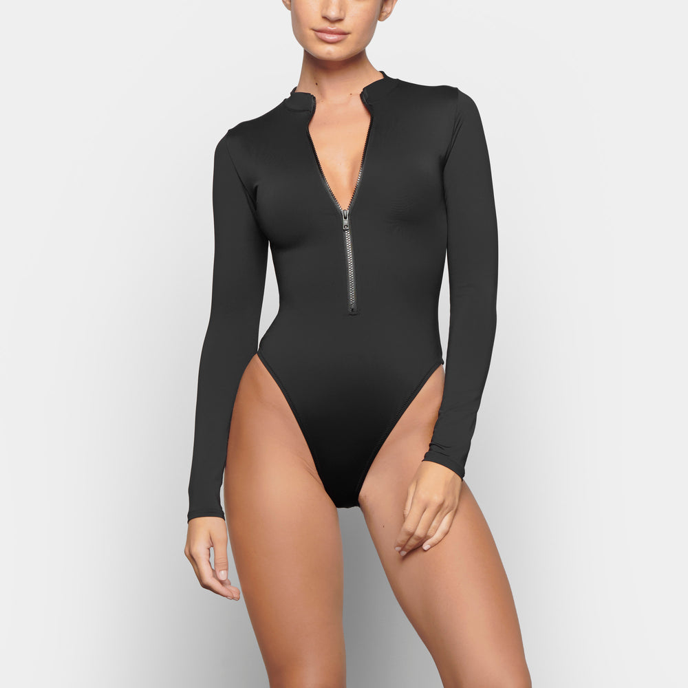 One Piece Skims SWIM ZIP FRONT LONG SLEEVE Noir | 607OEUDMI