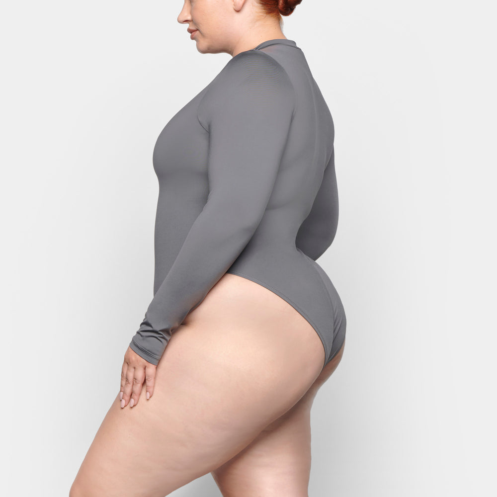 One Piece Skims SWIM ZIP FRONT LONG SLEEVE Grise Foncé | 748QYLAGX