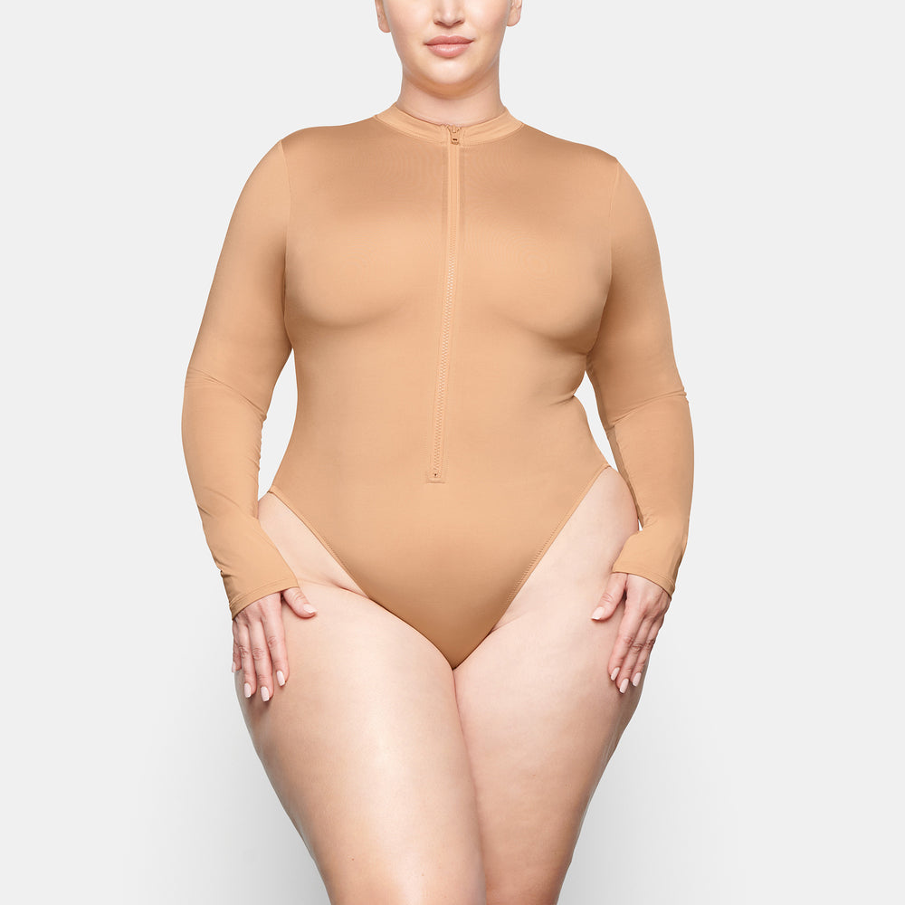 One Piece Skims SWIM ZIP FRONT LONG SLEEVE Beige | 830KPJNDB