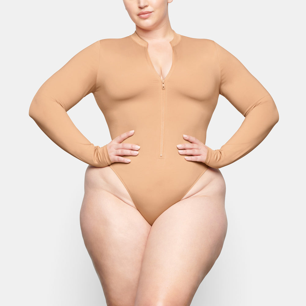 One Piece Skims SWIM ZIP FRONT LONG SLEEVE Beige | 830KPJNDB