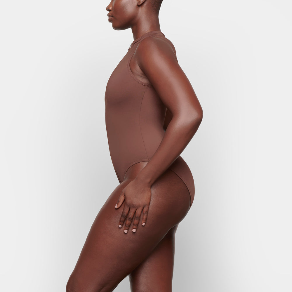 One Piece Skims SWIM ZIP FRONT SLEEVELESS Chocolat | 724LJOVXC