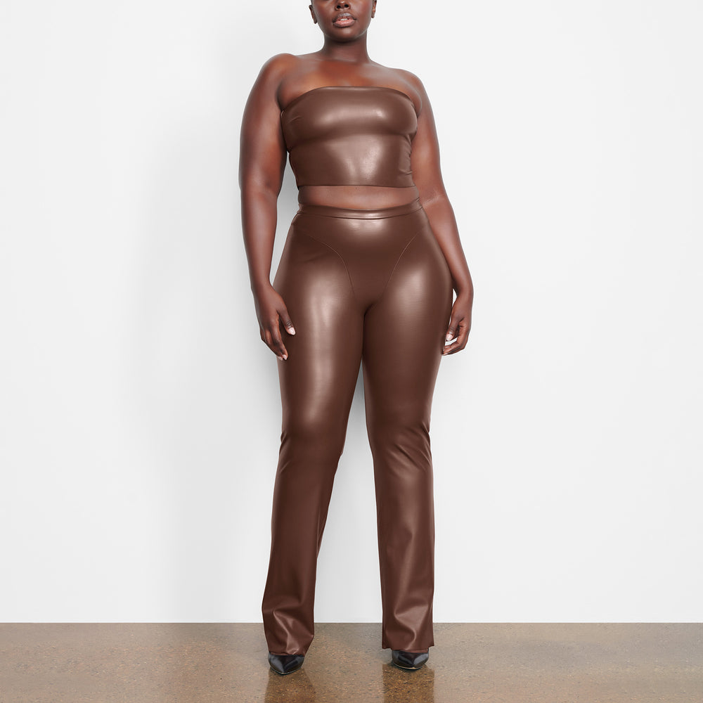 Pantalon Skims FAUX LEATHER BOOT CUT Chocolat | 261HQYXFI