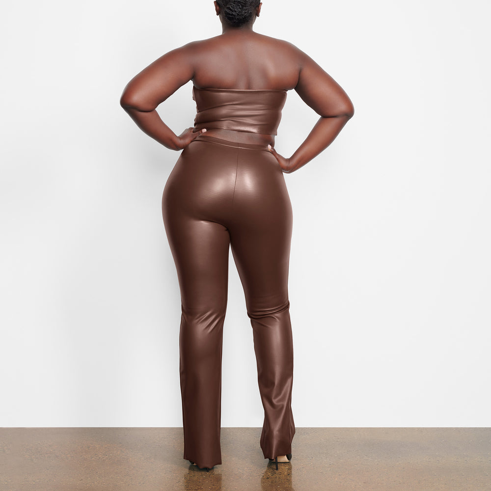 Pantalon Skims FAUX LEATHER BOOT CUT Chocolat | 261HQYXFI
