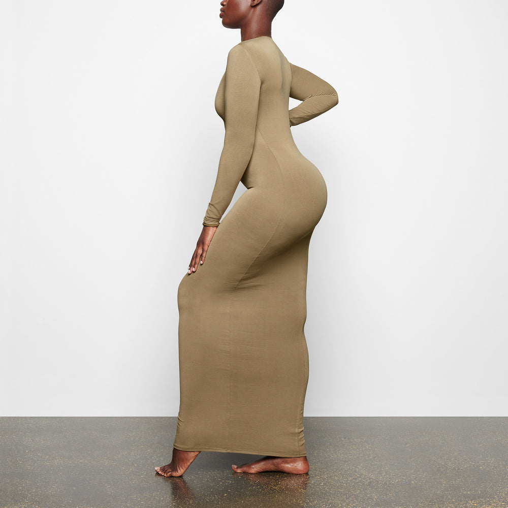Peignoir Skims SMOOTH LOUNGE CREW NECK LONG SLEEVE Kaki | 051MCVRZH