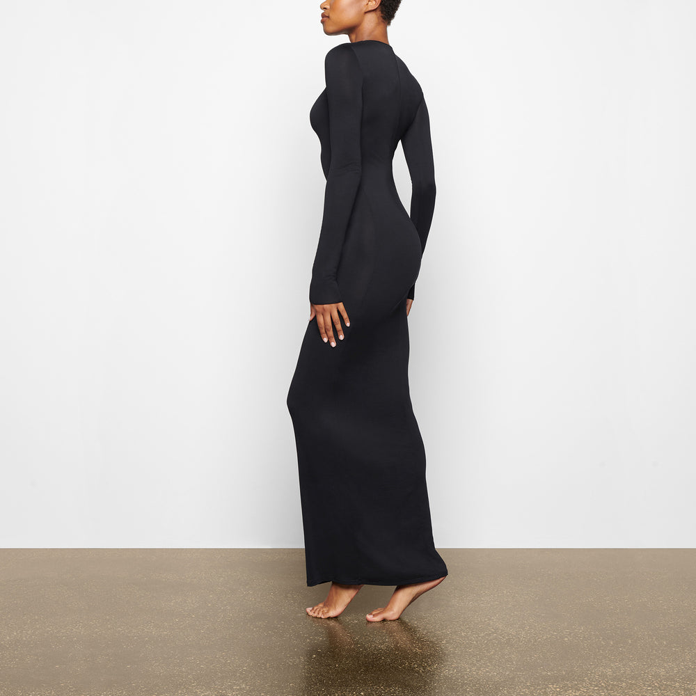 Peignoir Skims SMOOTH LOUNGE CREW NECK LONG SLEEVE Noir | 630IHYXZR