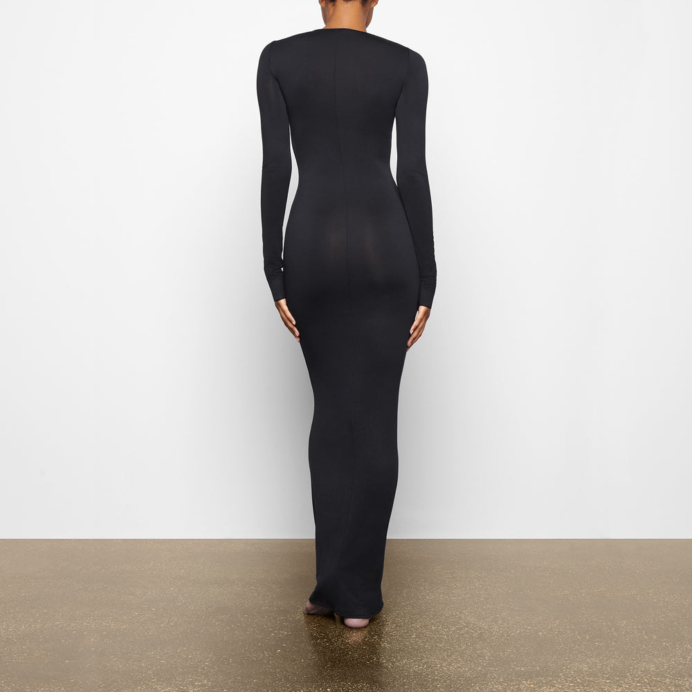 Peignoir Skims SMOOTH LOUNGE CREW NECK LONG SLEEVE Noir | 630IHYXZR