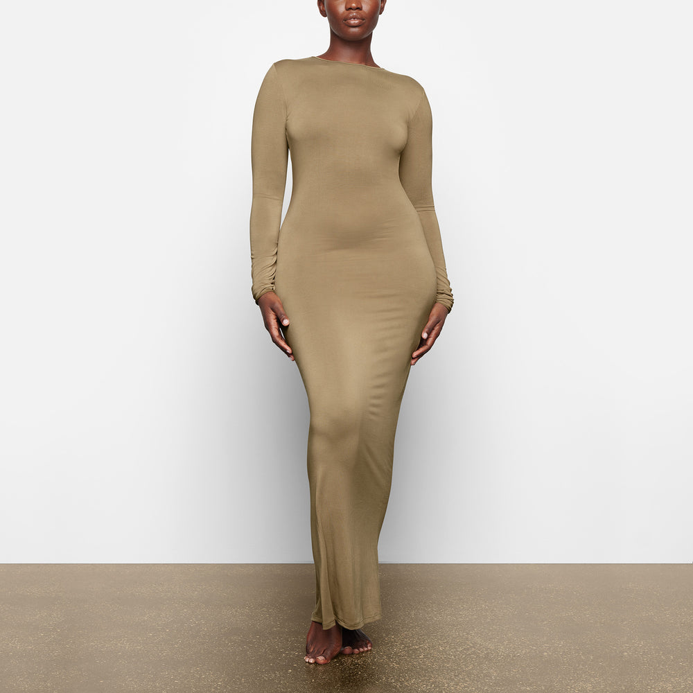 Peignoir Skims SMOOTH LOUNGE LONG SLEEVE OPEN BACK Kaki | 137REILQW