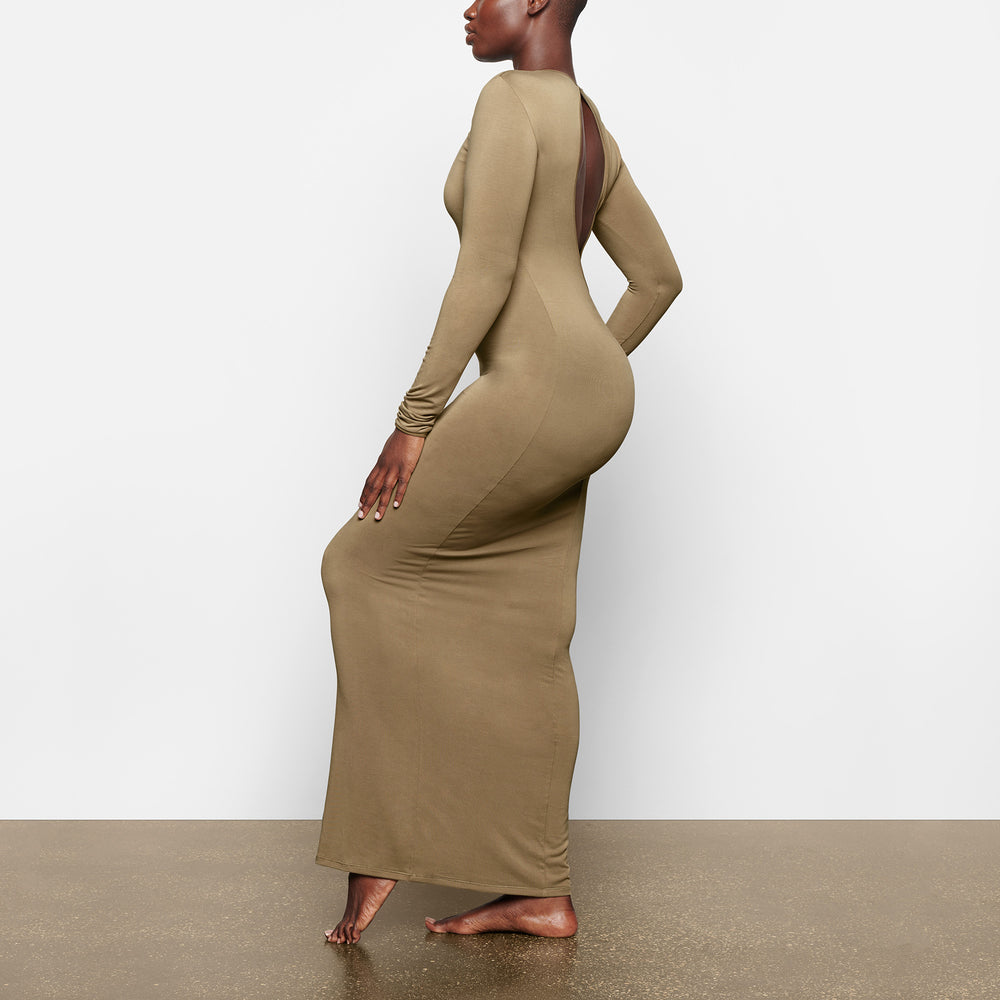 Peignoir Skims SMOOTH LOUNGE LONG SLEEVE OPEN BACK Kaki | 137REILQW