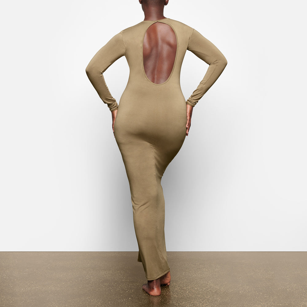 Peignoir Skims SMOOTH LOUNGE LONG SLEEVE OPEN BACK Kaki | 137REILQW