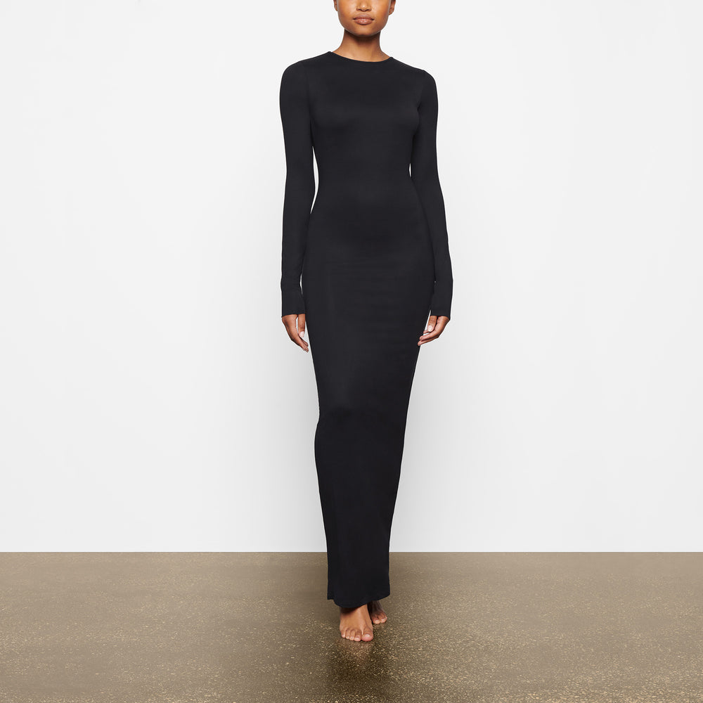 Peignoir Skims SMOOTH LOUNGE LONG SLEEVE OPEN BACK Noir | 254LRZXHU