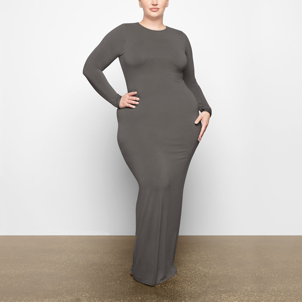 Peignoir Skims SMOOTH LOUNGE LONG SLEEVE OPEN BACK Grise Foncé | 758RCJZLV