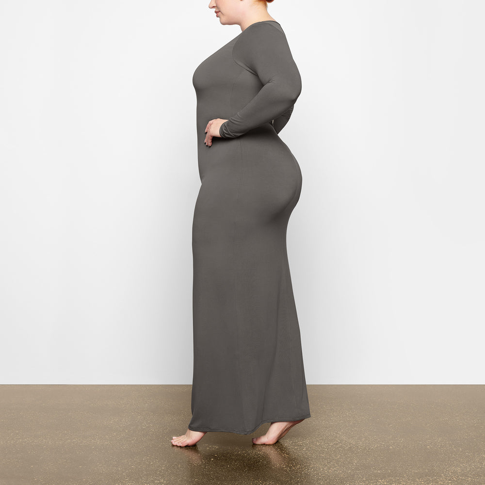 Peignoir Skims SMOOTH LOUNGE LONG SLEEVE OPEN BACK Grise Foncé | 758RCJZLV