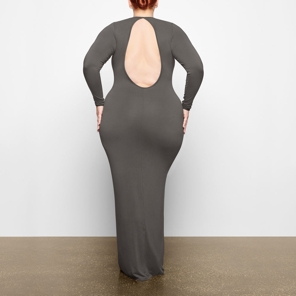 Peignoir Skims SMOOTH LOUNGE LONG SLEEVE OPEN BACK Grise Foncé | 758RCJZLV