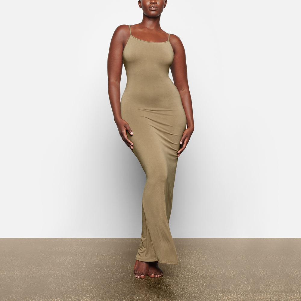 Peignoir Skims SMOOTH LOUNGE LOW BACK CAMI Kaki | 397QZULKD