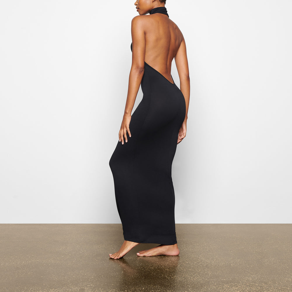 Peignoir Skims SMOOTH LOUNGE LOW BACK HALTER Noir | 128CSJXGR