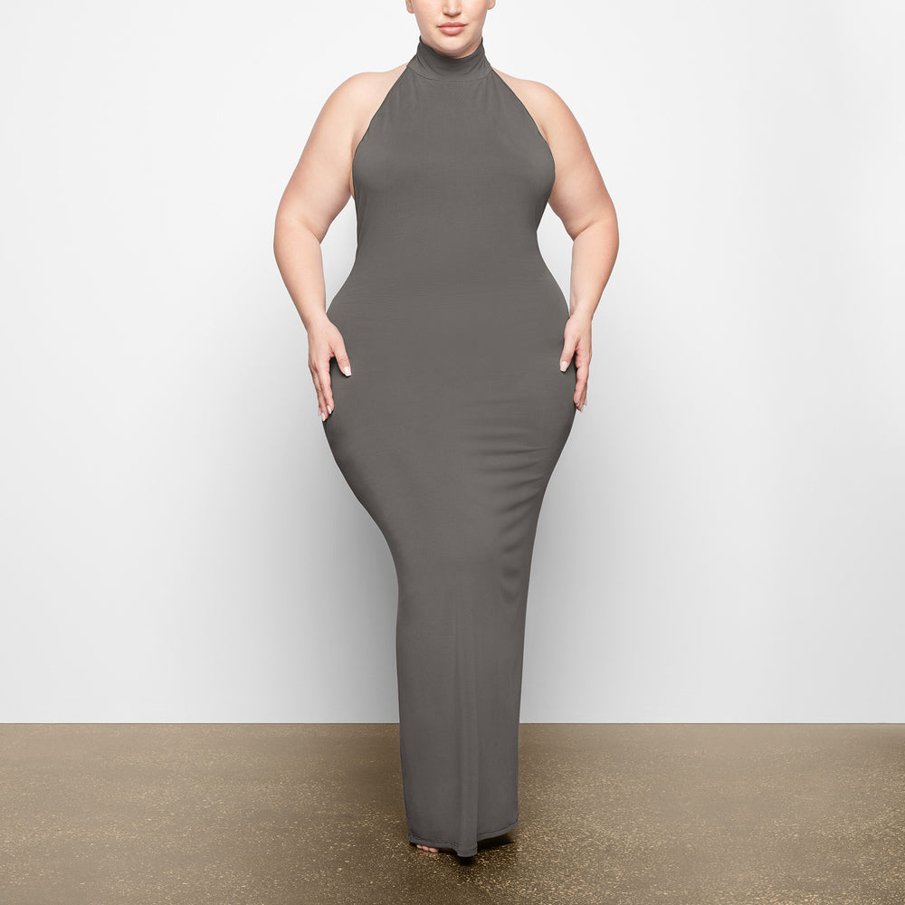 Peignoir Skims SMOOTH LOUNGE LOW BACK HALTER Grise Foncé | 735WVLFBX