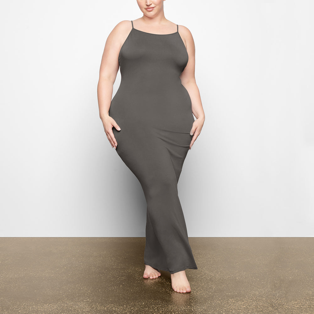 Peignoir Skims SMOOTH LOUNGE LOW BACK KEYHOLE Grise Foncé | 049HIWBXL