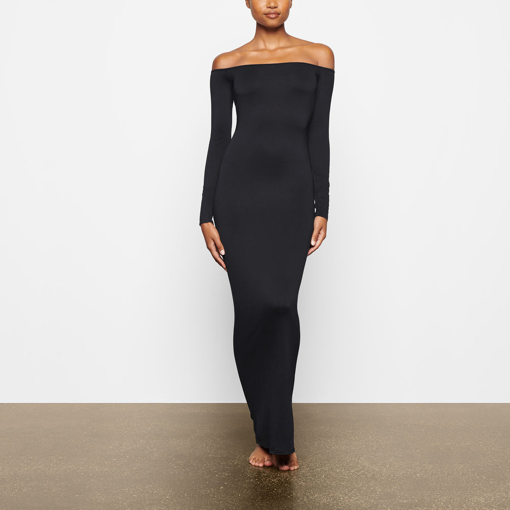 Peignoir Skims SMOOTH LOUNGE OFF THE SHOULDER Noir | 074DOPWJN