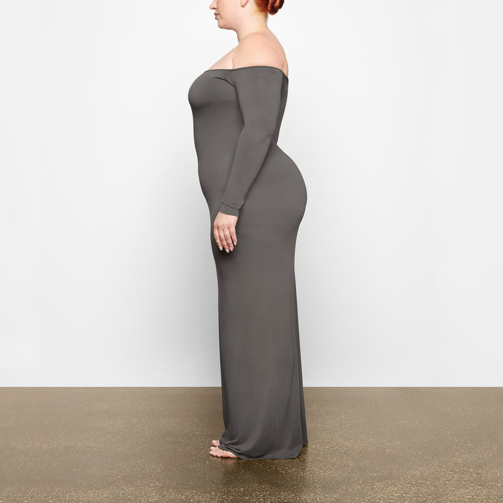 Peignoir Skims SMOOTH LOUNGE OFF THE SHOULDER Grise Foncé | 087OUCQEG