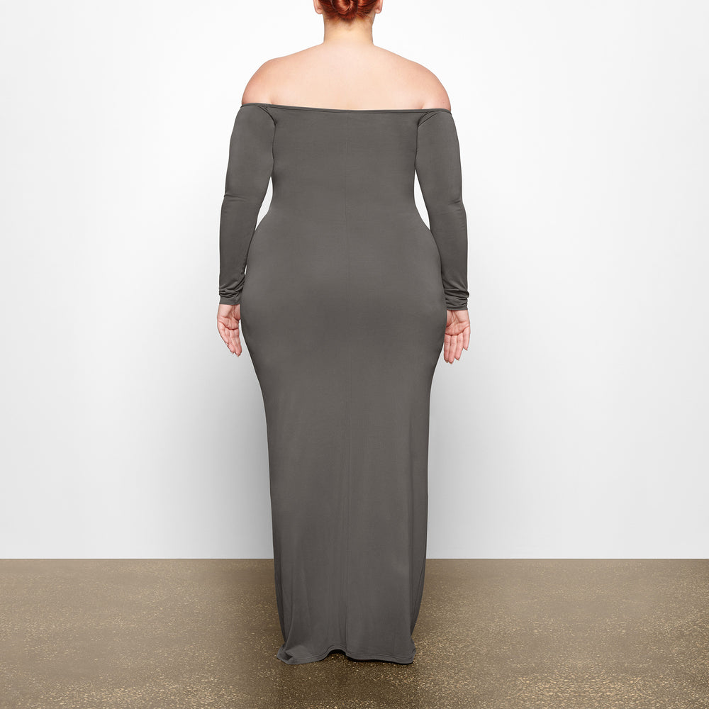 Peignoir Skims SMOOTH LOUNGE OFF THE SHOULDER Grise Foncé | 087OUCQEG
