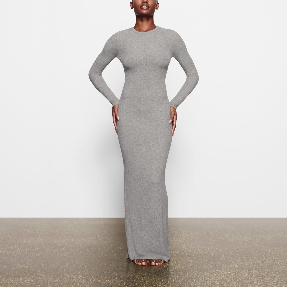 Peignoir Skims SOFT LOUNGE CREW NECK LONG Grise | 395RXQFGM