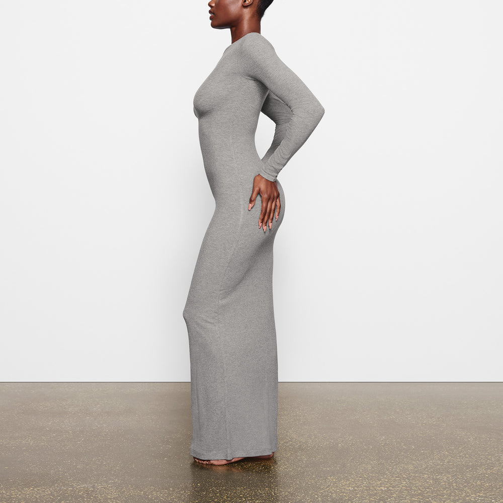 Peignoir Skims SOFT LOUNGE CREW NECK LONG Grise | 395RXQFGM