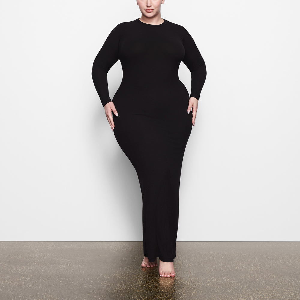 Peignoir Skims SOFT LOUNGE CREW NECK LONG Noir | 438GRVUCP