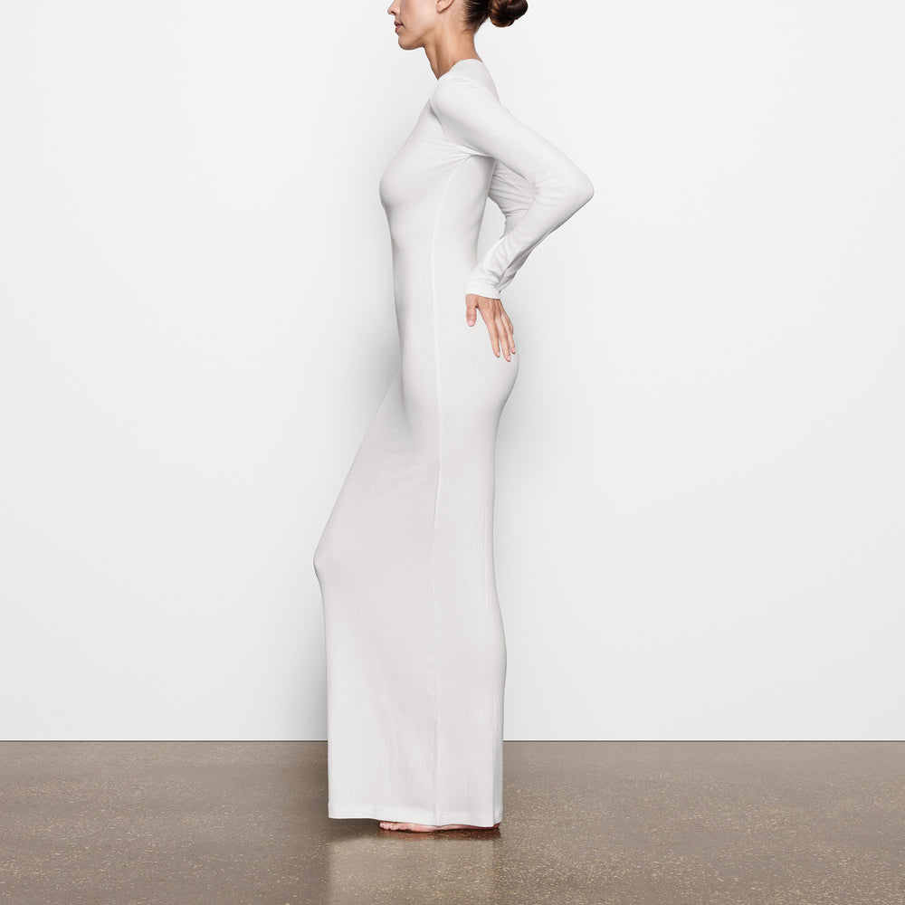 Peignoir Skims SOFT LOUNGE CREW NECK LONG Blanche | 705LJIUGA