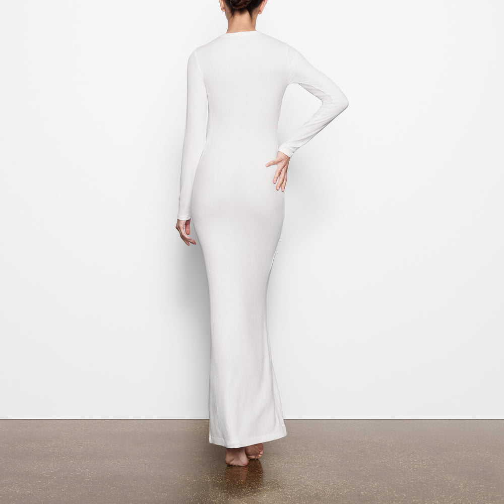 Peignoir Skims SOFT LOUNGE CREW NECK LONG Blanche | 705LJIUGA