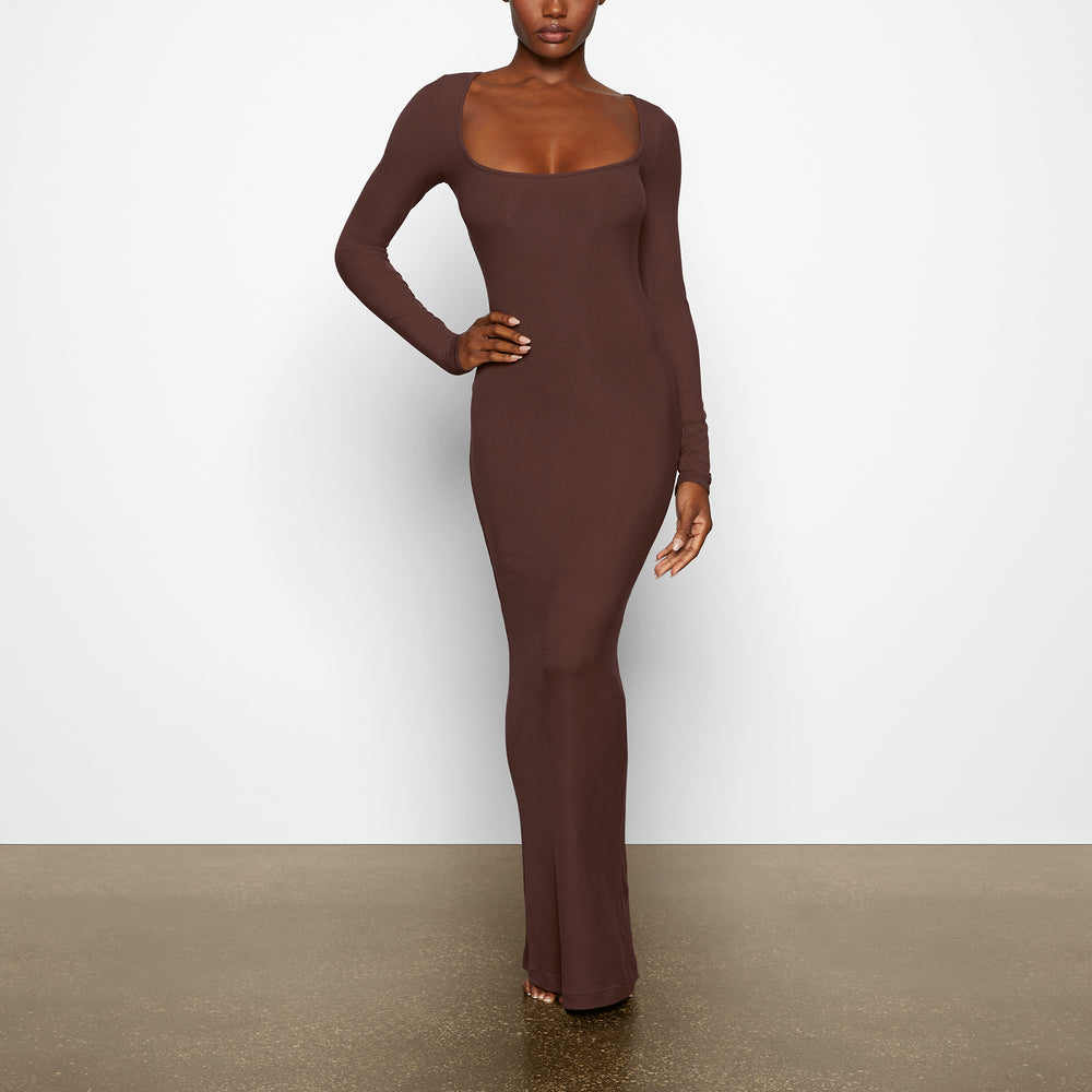 Peignoir Skims SOFT LOUNGE LONG SLEEVE Chocolat | 904COJHPZ