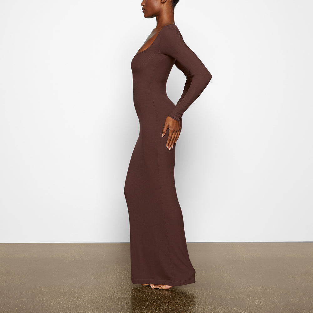Peignoir Skims SOFT LOUNGE LONG SLEEVE Chocolat | 904COJHPZ
