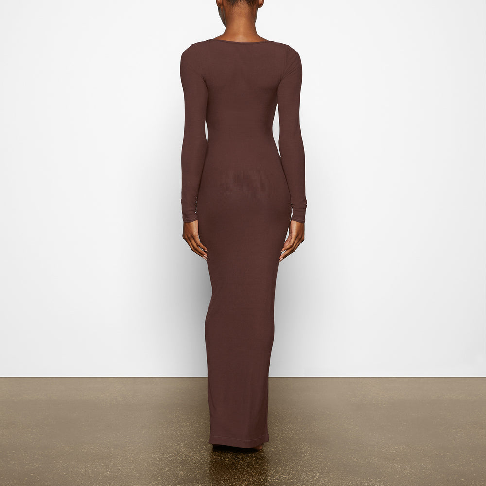 Peignoir Skims SOFT LOUNGE LONG SLEEVE Chocolat | 904COJHPZ