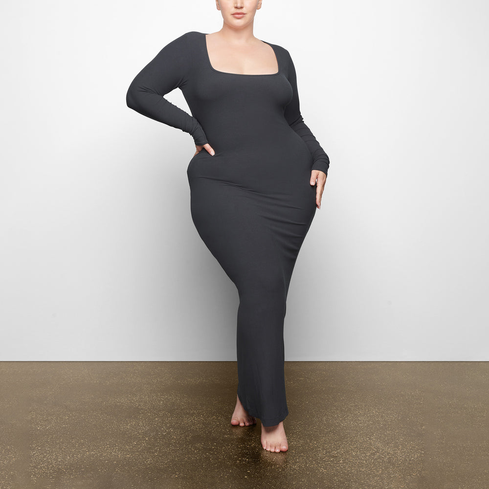 Peignoir Skims SOFT LOUNGE LONG SLEEVE Grise Foncé | 176GUKEDO