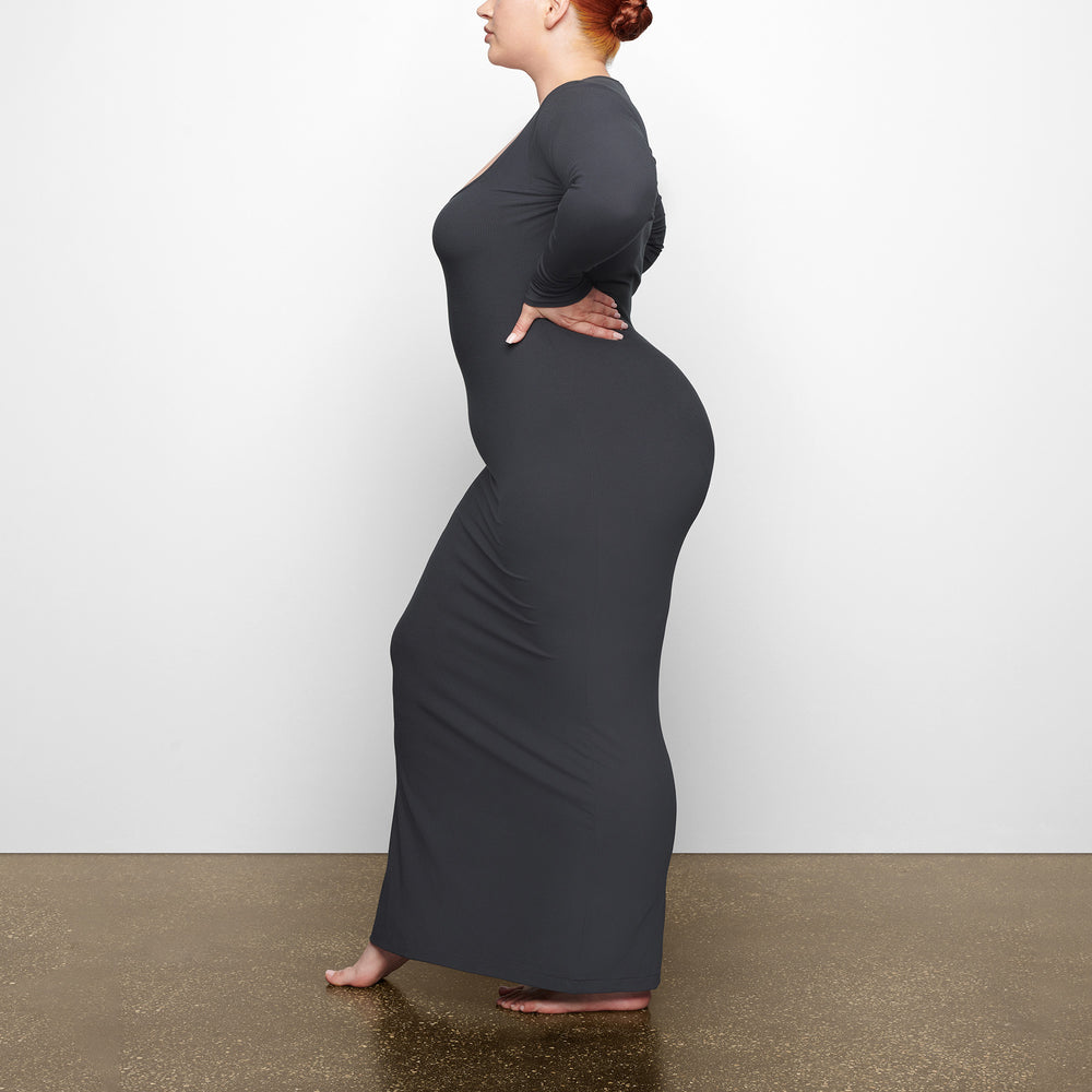 Peignoir Skims SOFT LOUNGE LONG SLEEVE Grise Foncé | 176GUKEDO