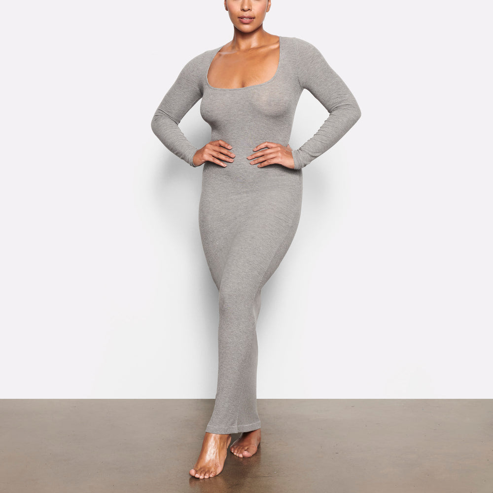 Peignoir Skims SOFT LOUNGE LONG SLEEVE Grise | 579QCWSAF
