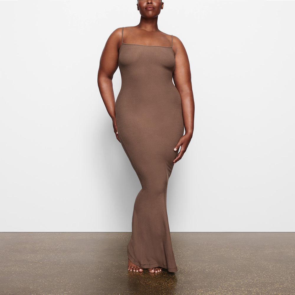 Peignoir Skims SOFT LOUNGE LONG SLIP Abricot | 483HOPZTQ