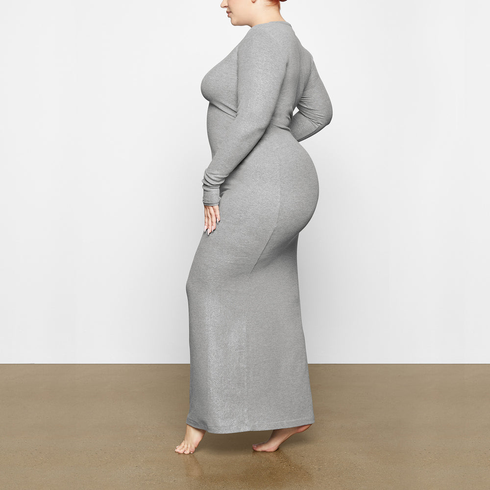 Peignoir Skims SOFT LOUNGE SHIMMER CREW NECK LONG Grise | 210FVXBSH