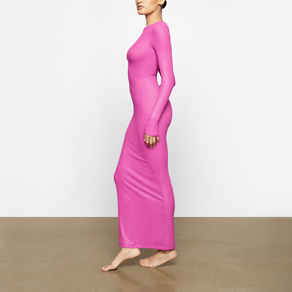 Peignoir Skims SOFT LOUNGE SHIMMER CREW NECK LONG Fushia | 640WZXPBH
