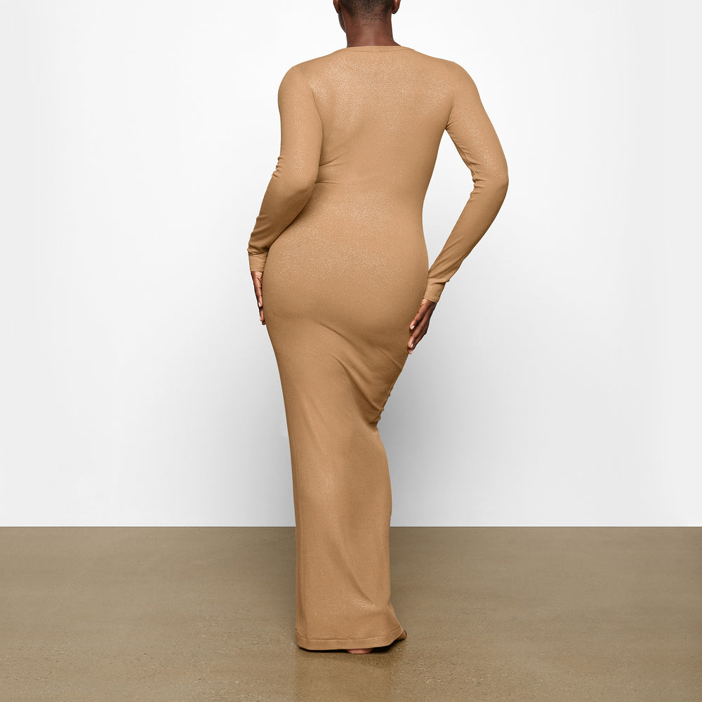 Peignoir Skims SOFT LOUNGE SHIMMER CREW NECK LONG Marron | 908IVWTAG