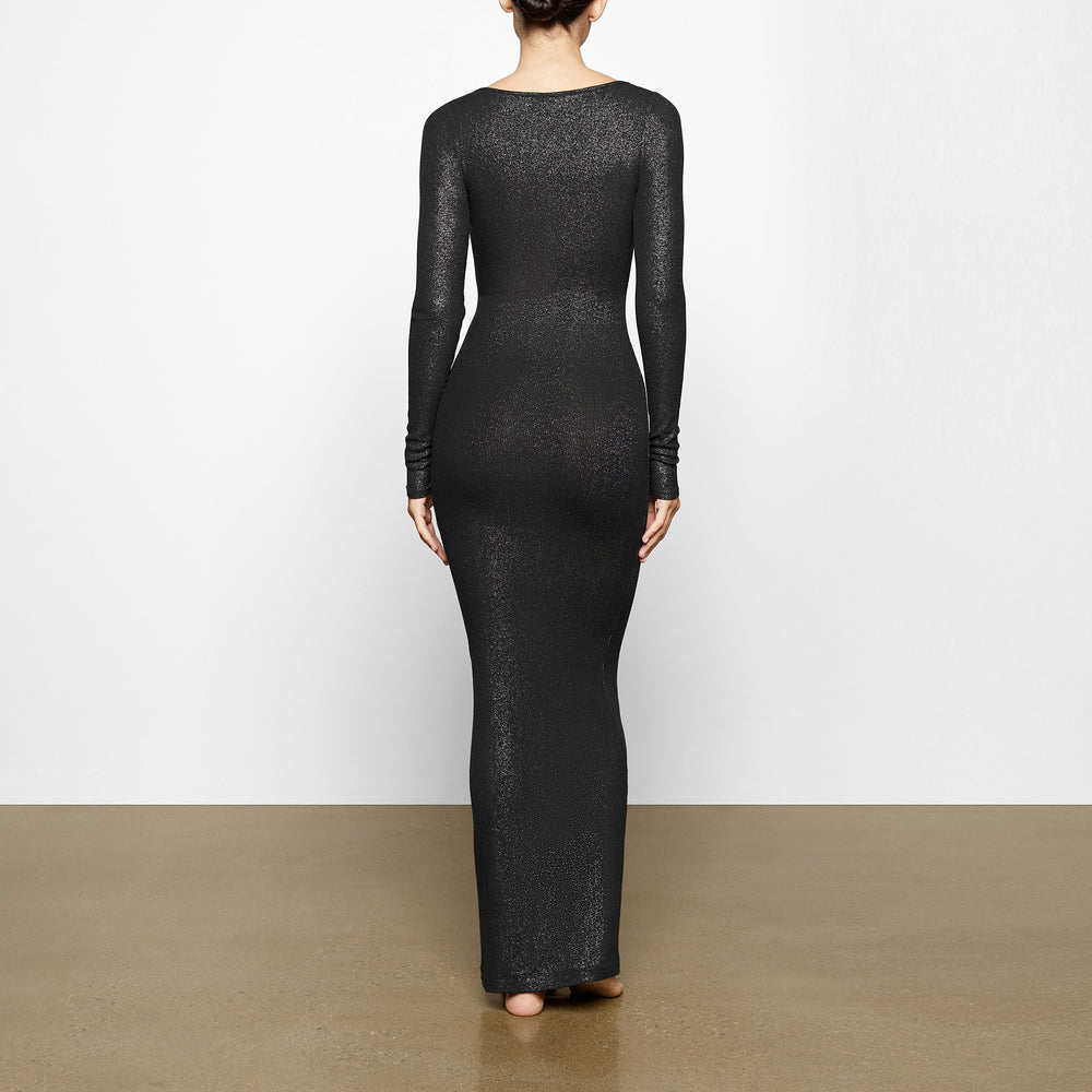 Peignoir Skims SOFT LOUNGE SHIMMER LONG SLEEVE Noir | 394ZBSRNC