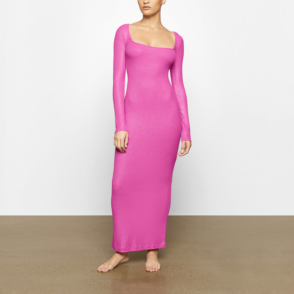 Peignoir Skims SOFT LOUNGE SHIMMER LONG SLEEVE Fushia | 584EPHLKM