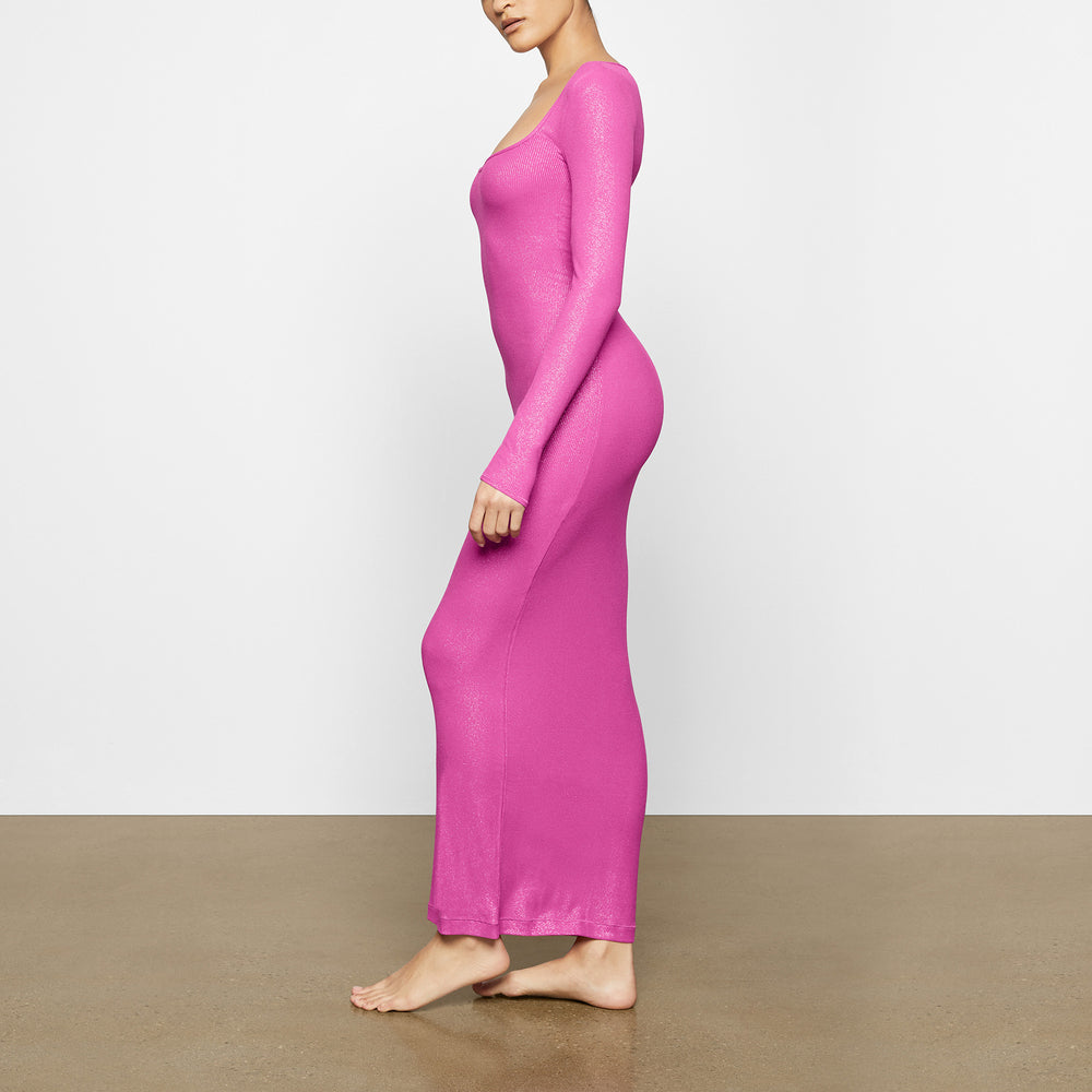 Peignoir Skims SOFT LOUNGE SHIMMER LONG SLEEVE Fushia | 584EPHLKM