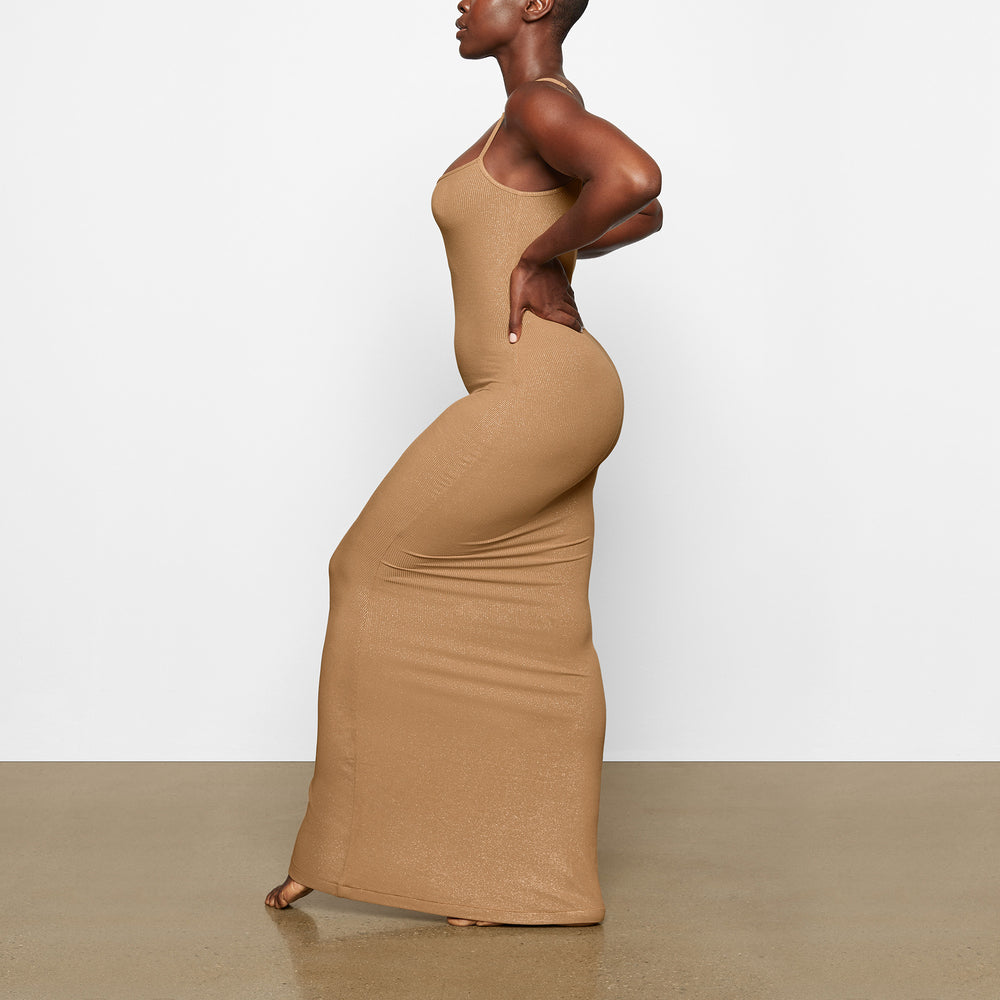 Peignoir Skims SOFT LOUNGE SHIMMER LONG SLIP Marron | 986WCNVJI