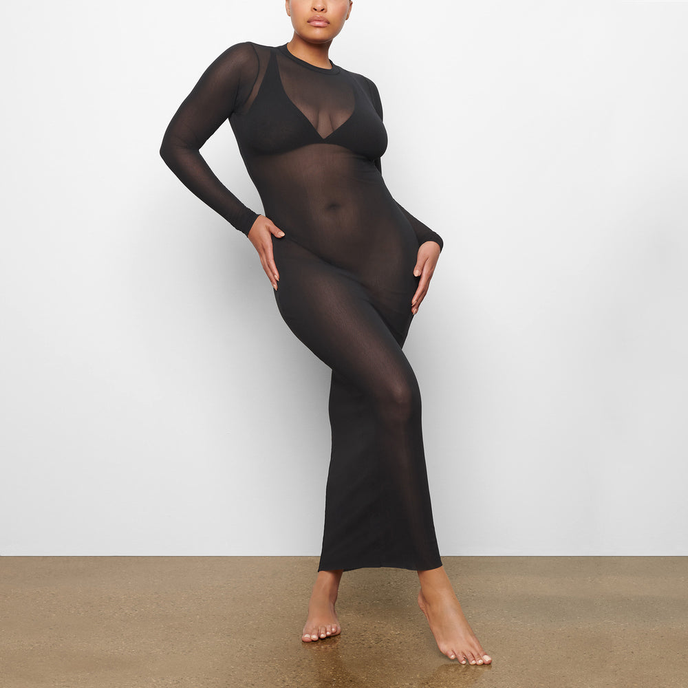 Peignoir Skims SUMMER MESH LONG SLEEVE Noir | 485GVPWEU